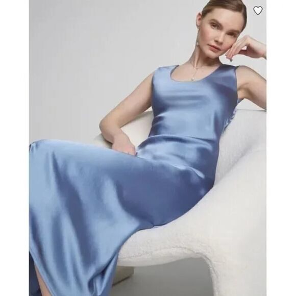 New! White House Black Market Sleeveless Satin Slip Dress in red, size 6 - Picture 3 of 13